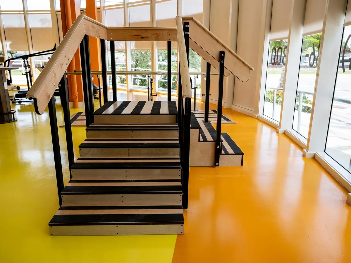 Gait and stair training area for spinal cord rehabilitation