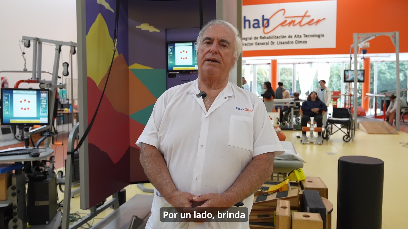 RehabCenter clinician presenting technology used in rehabilitation